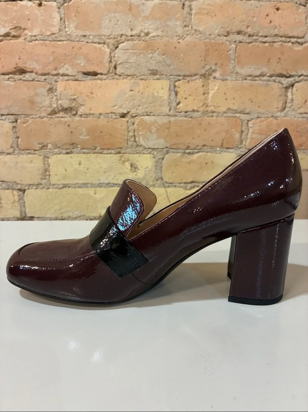 Franco Sarto Karter Block Heel Loafers - Burgundy - Picture 4 of 7